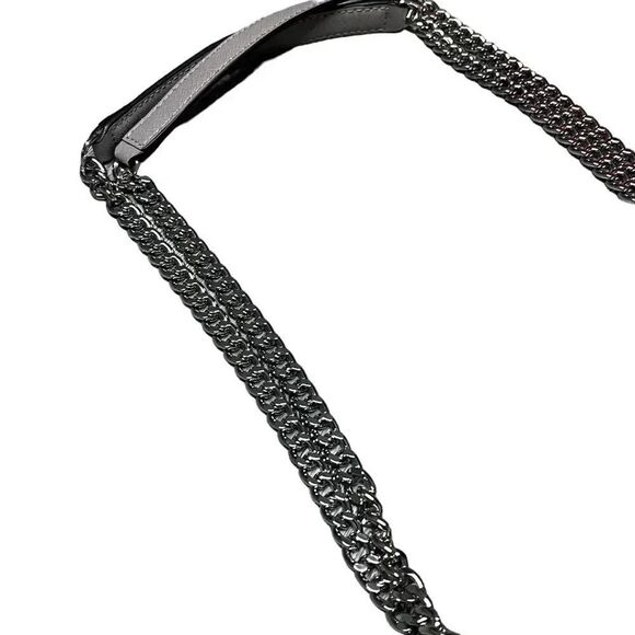 NEW WITH TAGS MICHAEL KORS pearl grey Tina Clutch Cross Body Leather Handbag - Picture 9 of 14